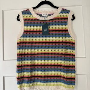 White Stuff Multicolor Striped Women's Sweater Top knit sz s